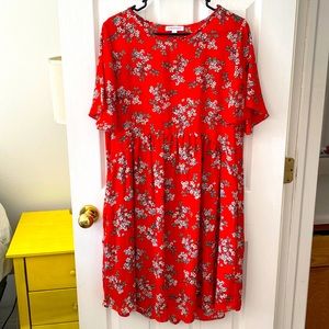 Red floral dress